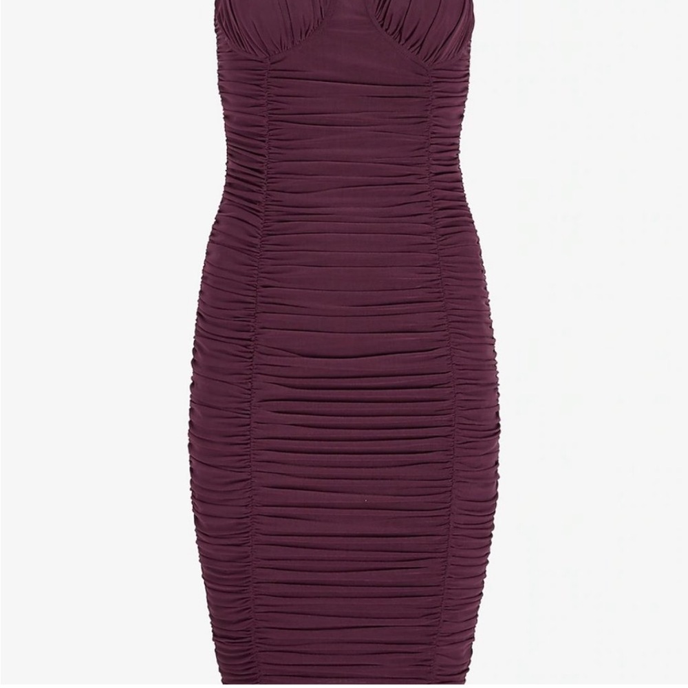 Express | Strapless Ruched Mesh Mini Dress Size M - Picture 4 of 9